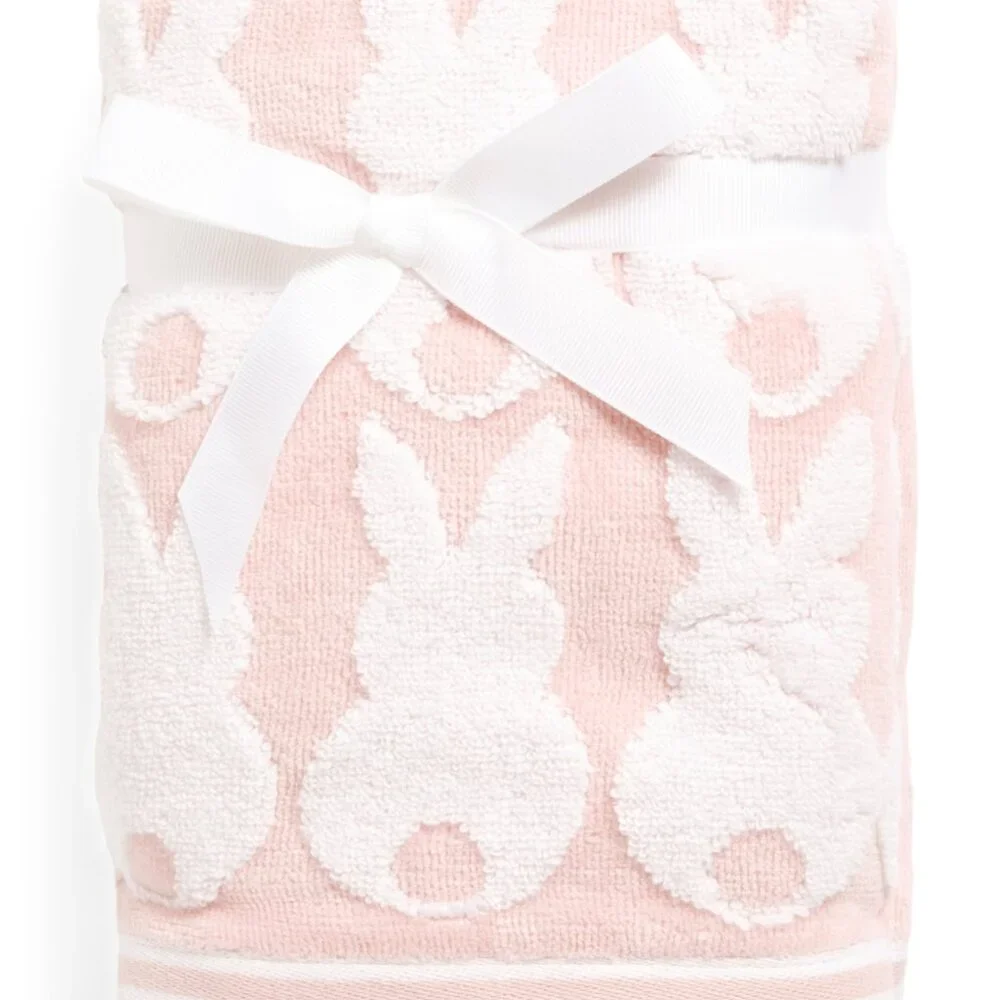 NWT - Caro Home 2 pk Bunny Back Rows Hand Towels - Pink